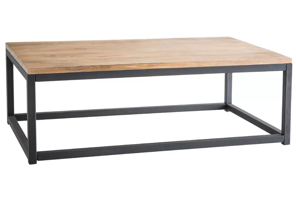 Miliboo Mesas De Salón-Mesa baja industrial de madera y metal FACTORY