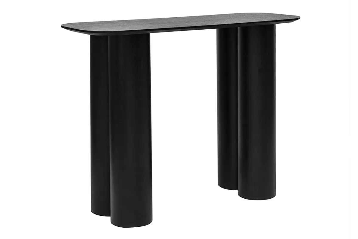 Miliboo Consolas-Mesa consola de diseño de madera negra 100 cm FOLEEN
