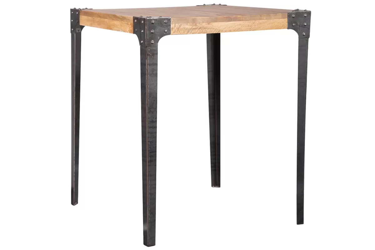 Miliboo Mesas Altas/de Bar-Mesa de bar cuadrada diseño industrial madera y metal MADISON