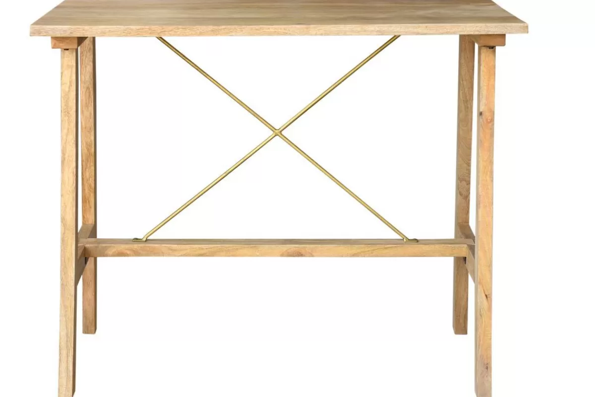 Miliboo Mesas Altas/de Bar-Mesa de bar en mango macizo y metal dorado L130 cm MARGHA