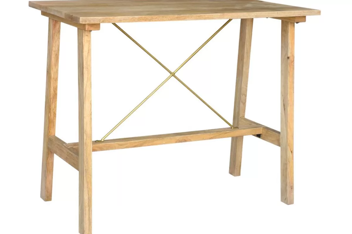 Miliboo Mesas Altas/de Bar-Mesa de bar en mango macizo y metal dorado L130 cm MARGHA