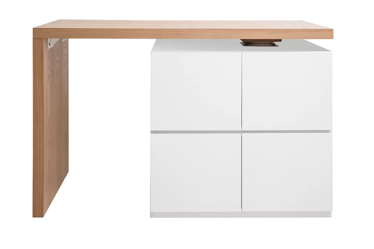 Miliboo Mesas Altas/de Bar-Mesa de bar modulable con almacenaje blanco mate y roble A91 cm MAX