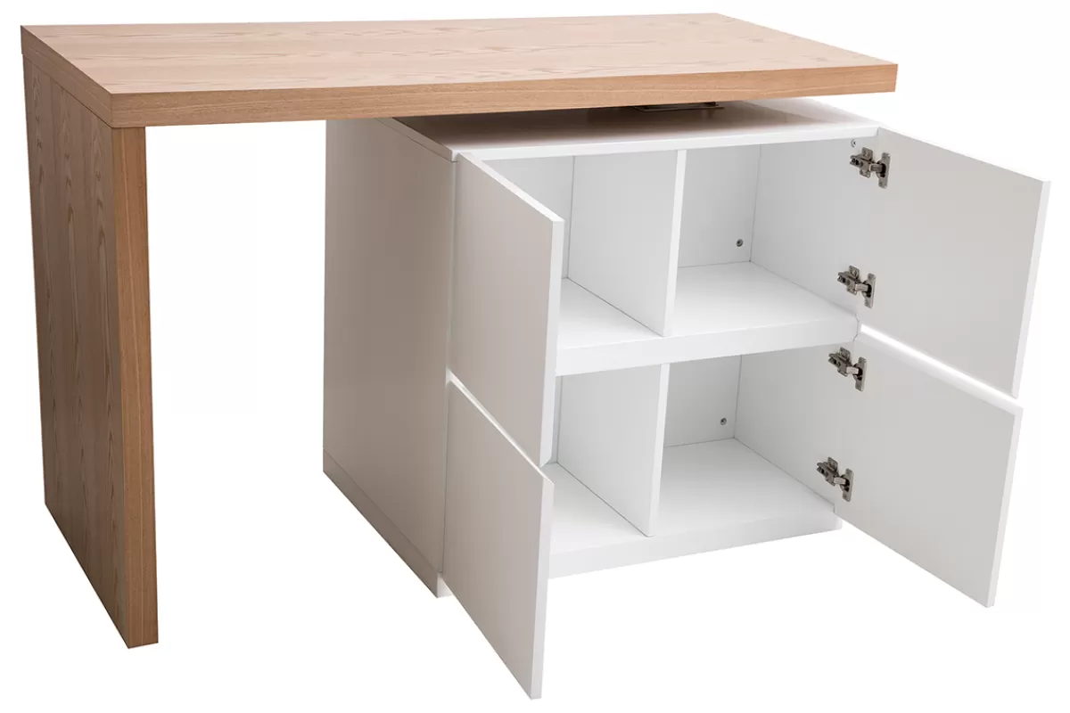 Miliboo Mesas Altas/de Bar-Mesa de bar modulable con almacenaje blanco mate y roble A91 cm MAX