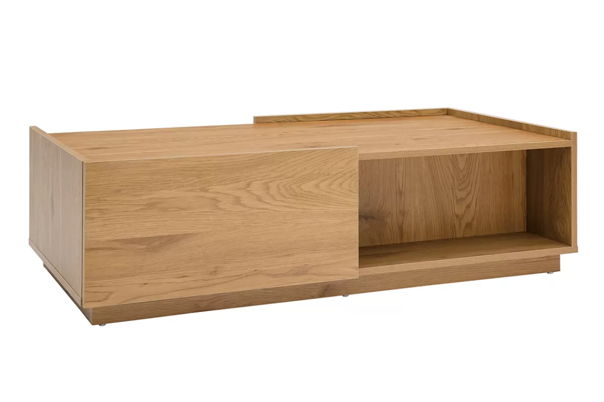 Miliboo Mesas De Salón-Mesa de centro con almacenaje y acabado roble claro, 2 cajones 120 cm MADERO
