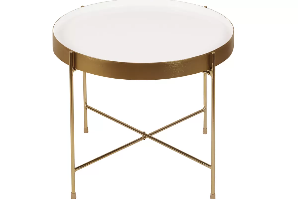 Miliboo Mesas De Salón | Mesilla Auxiliar-Mesa de centro con tablero reversible azul petróleo y blanco SATEEN
