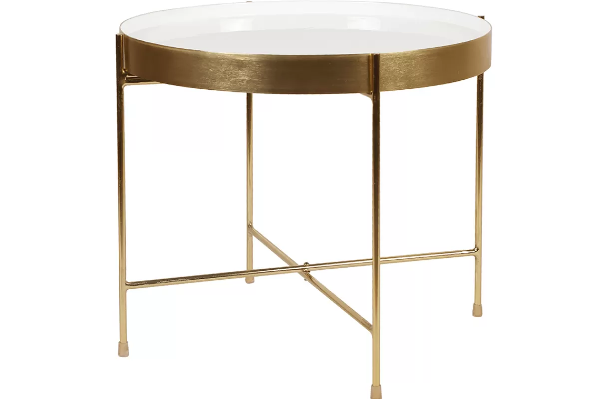 Miliboo Mesas De Salón | Mesilla Auxiliar-Mesa de centro con tablero reversible azul petróleo y blanco SATEEN