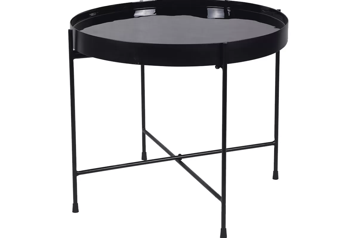 Miliboo Mesas De Salón | Mesilla Auxiliar-Mesa de centro con tablero reversible azul petróleo y negro SATEEN