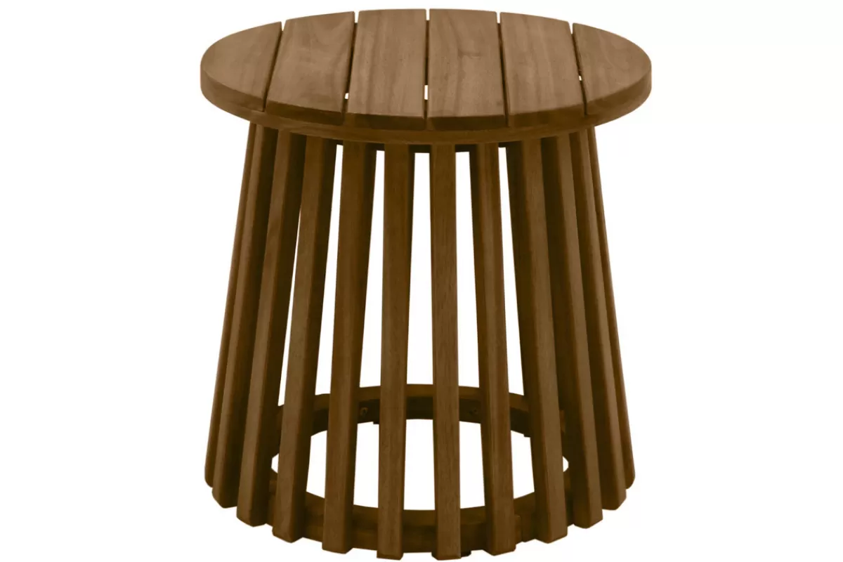 Miliboo Mesilla Auxiliar | Mesa De Jardín-Mesa de centro de jardín redonda de madera maciza 40 cm - NASSAU