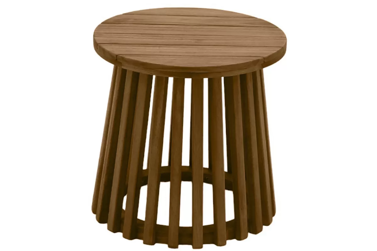 Miliboo Mesilla Auxiliar | Mesa De Jardín-Mesa de centro de jardín redonda de madera maciza 40 cm - NASSAU