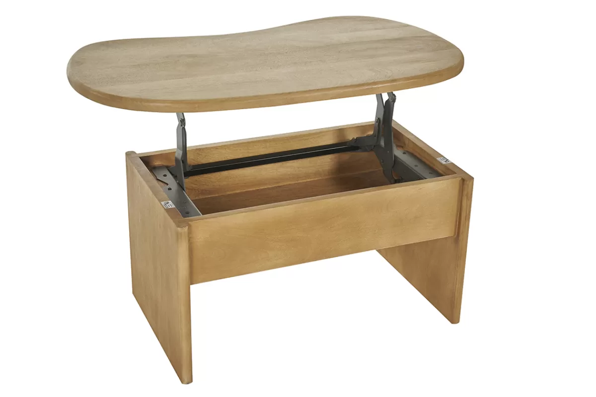 Miliboo Mesas De Salón-Mesa de centro elevable con almacenaje de madera maciza de mango 95 cm KOKOA