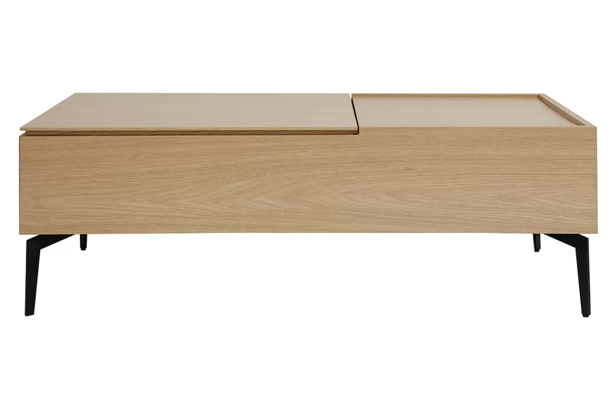 Miliboo Mesas De Salón-Mesa de centro elevable de madera clara y metal negro 102,5 cm SEDA