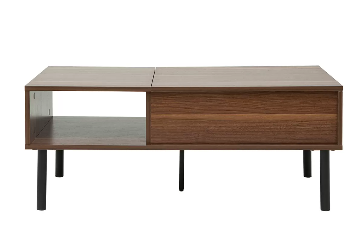 Miliboo Mesas De Salón-Mesa de centro elevable de madera oscura y metal 100 cm KANE