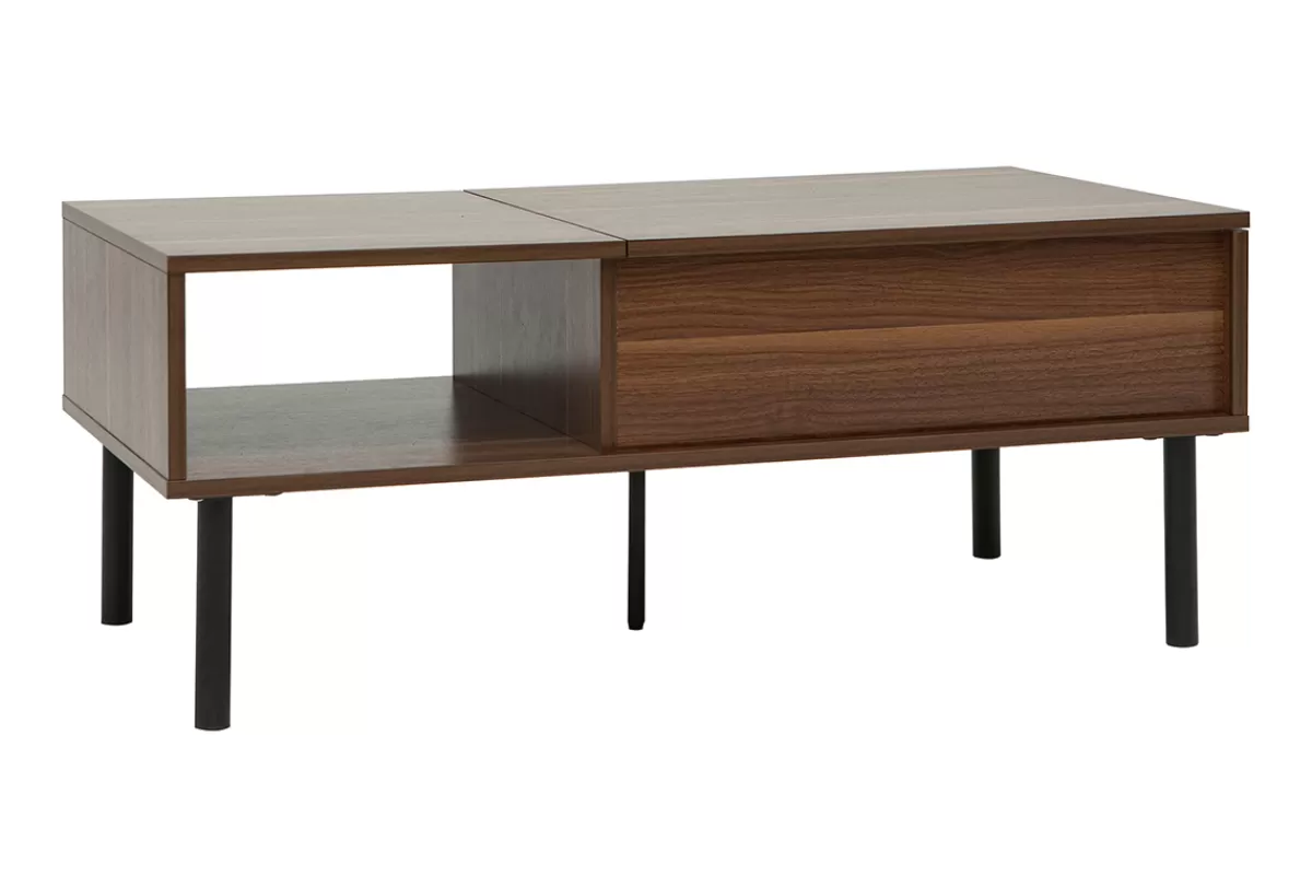 Miliboo Mesas De Salón-Mesa de centro elevable de madera oscura y metal 100 cm KANE