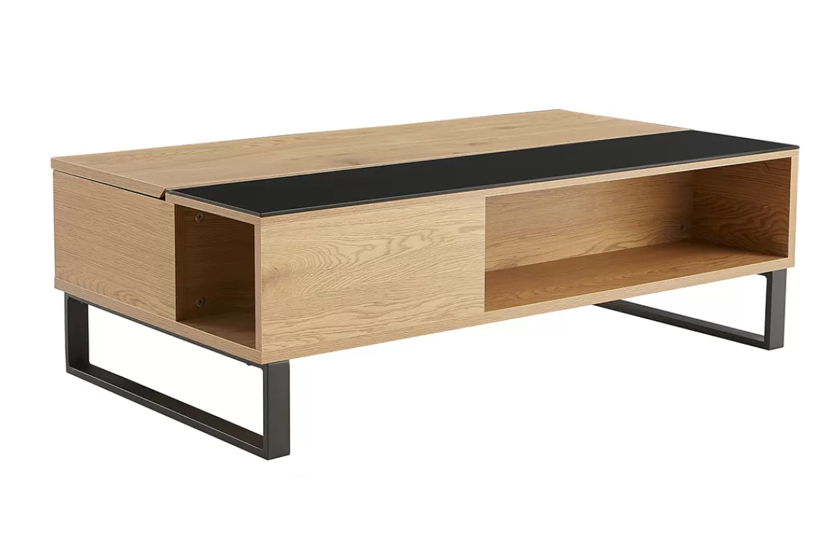 Miliboo Mesas De Salón-Mesa de centro elevable en madera y metal WYNN