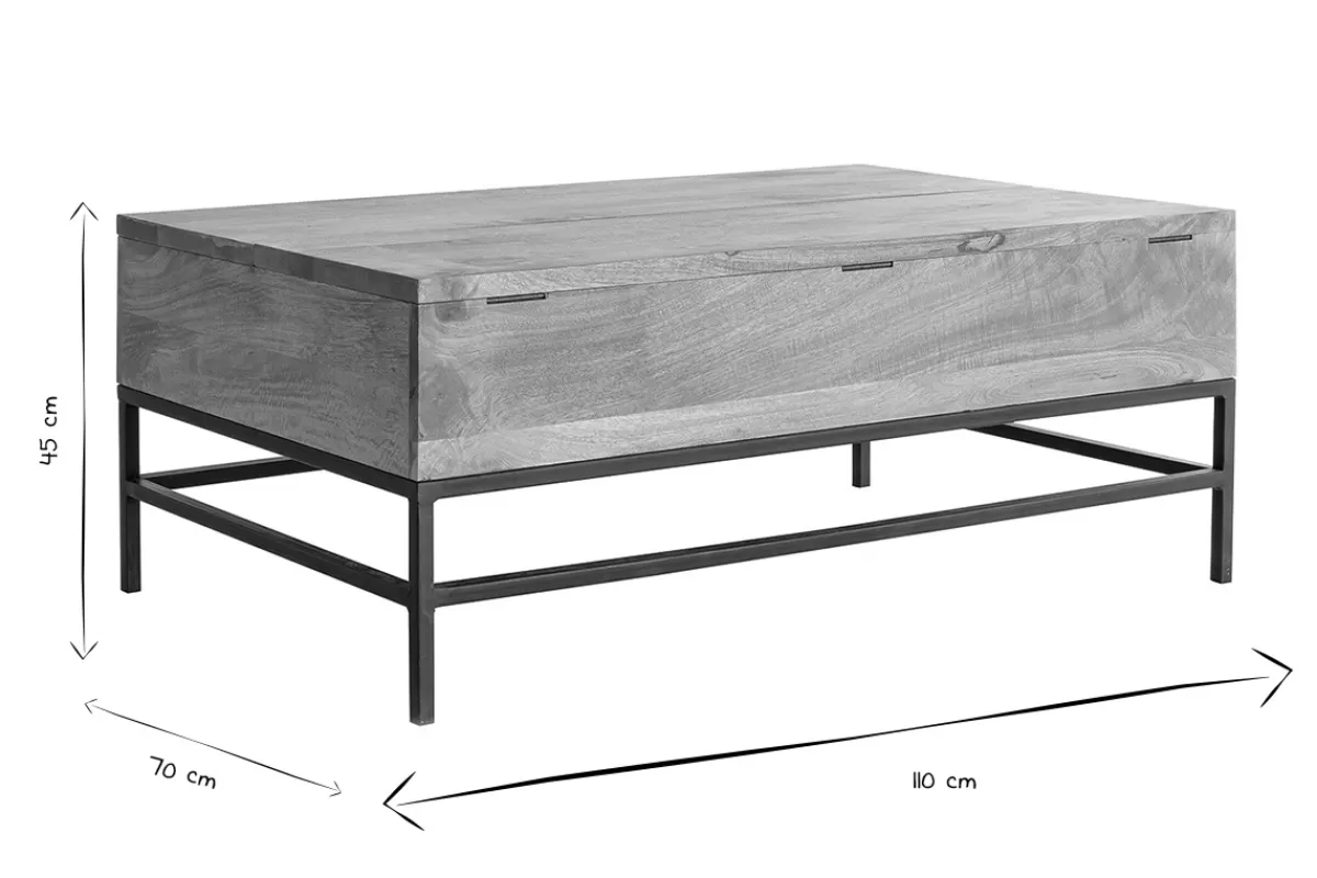 Miliboo Mesas De Salón-Mesa de centro elevable industrial mango y metal L110 cm YPSTER