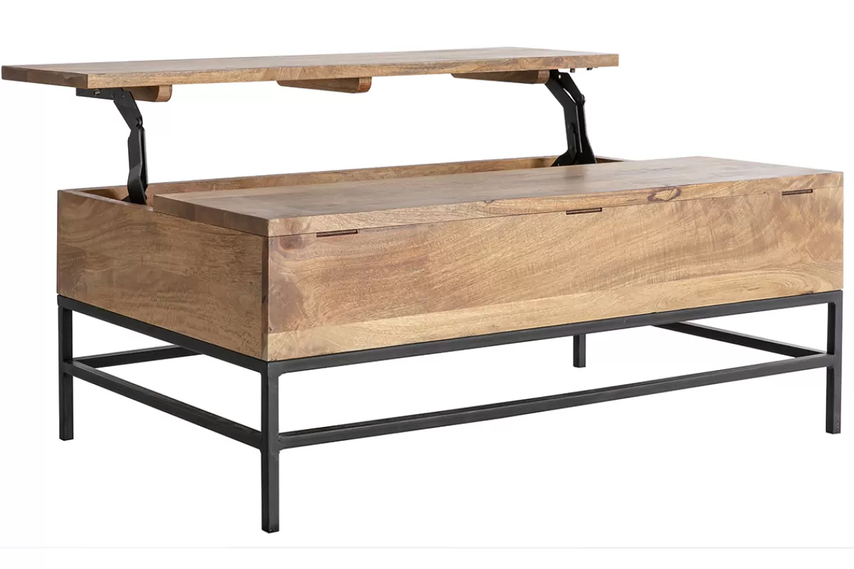 Miliboo Mesas De Salón-Mesa de centro elevable industrial mango y metal L110 cm YPSTER