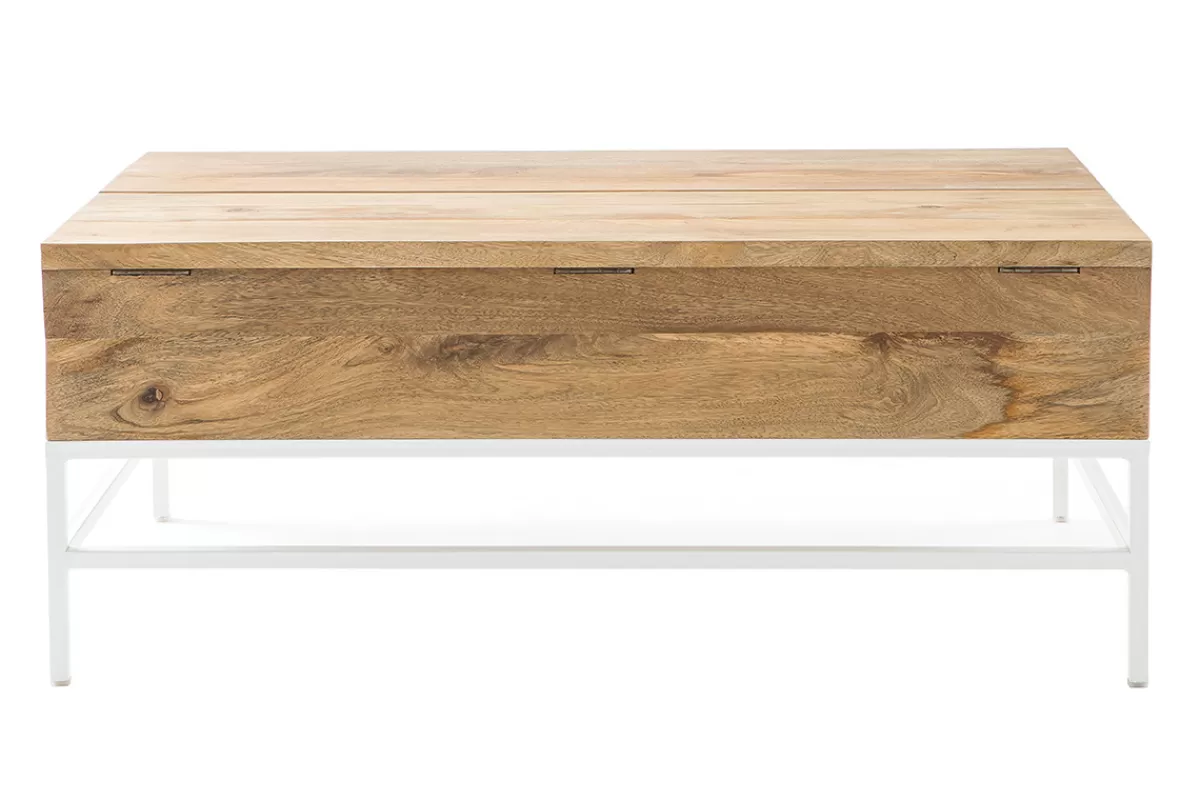 Miliboo Mesas De Salón-Mesa de centro elevable mango y metal blanco BOHO