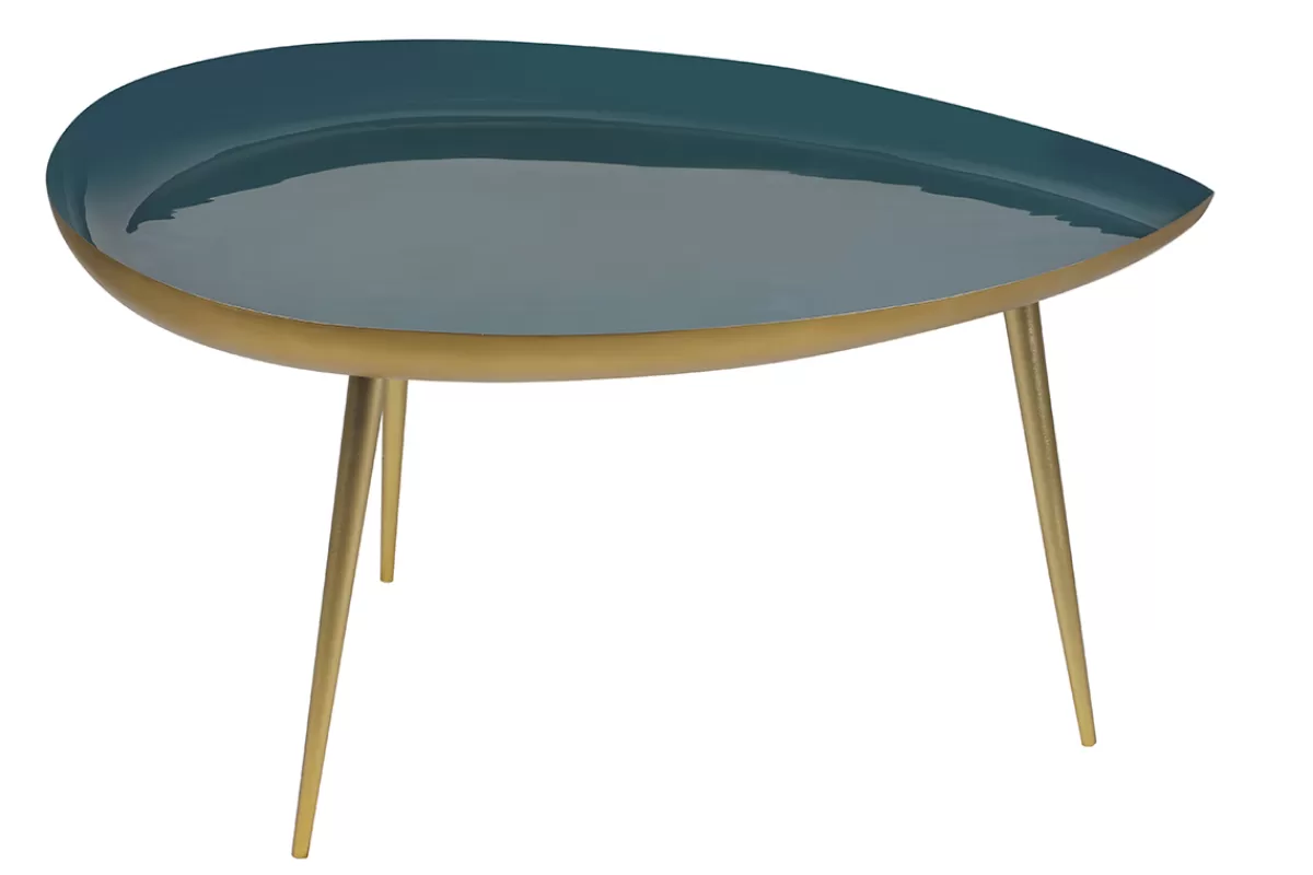 Miliboo Mesas De Salón-Mesa de centro en acero lacado azul petróleo DROP