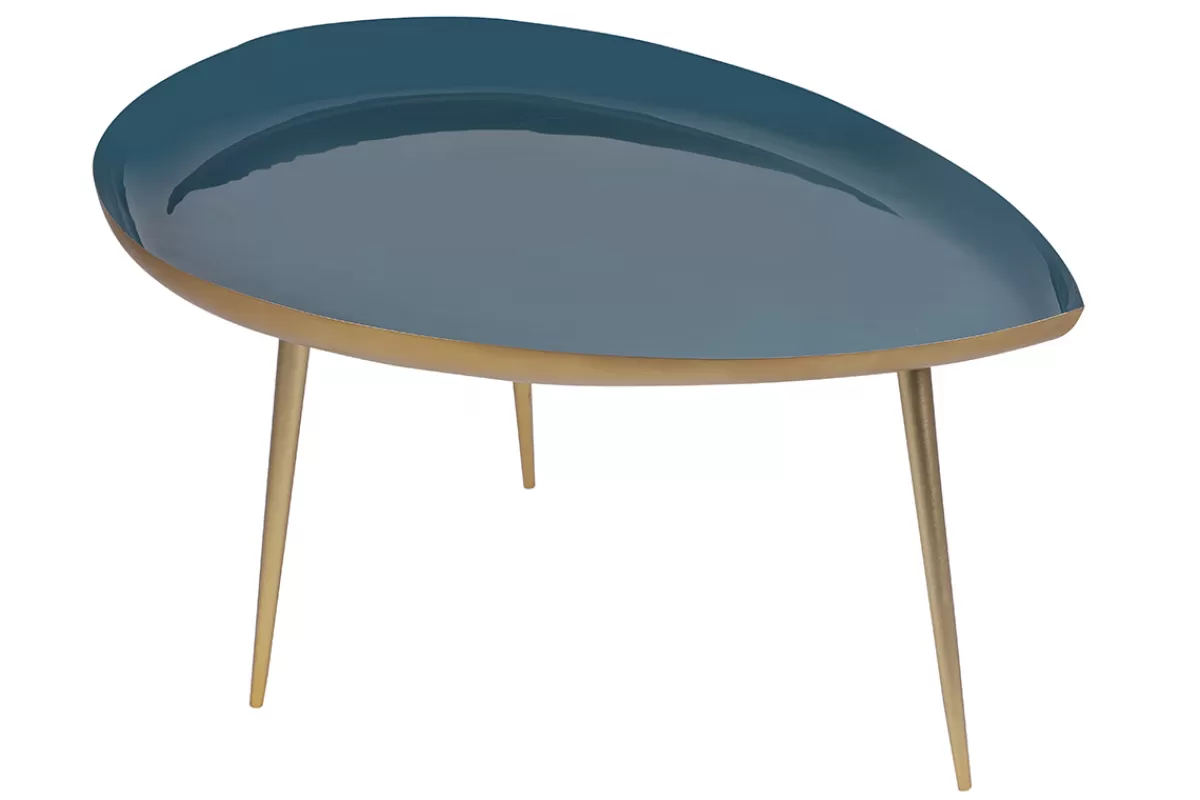 Miliboo Mesas De Salón-Mesa de centro en acero lacado azul petróleo DROP
