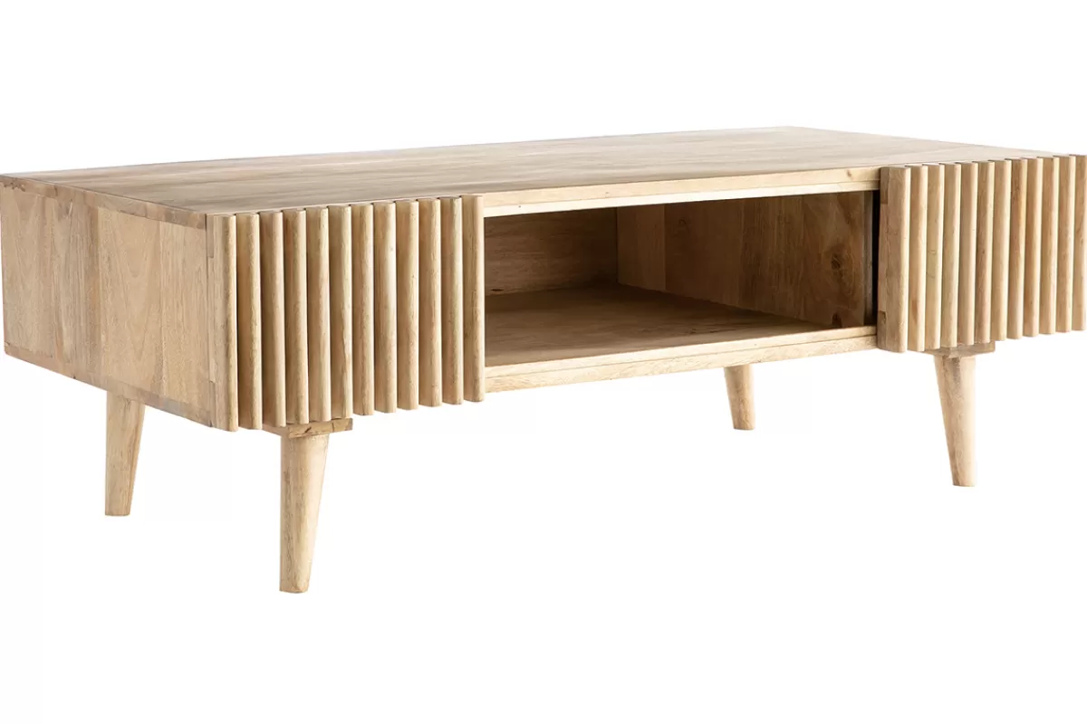 Miliboo Mesas De Salón-Mesa de centro en mango macizo con puertas correderas ALBA