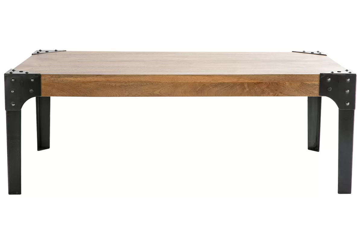Miliboo Mesas De Salón-Mesa de centro en mango y metal negro L100 cm MADISON