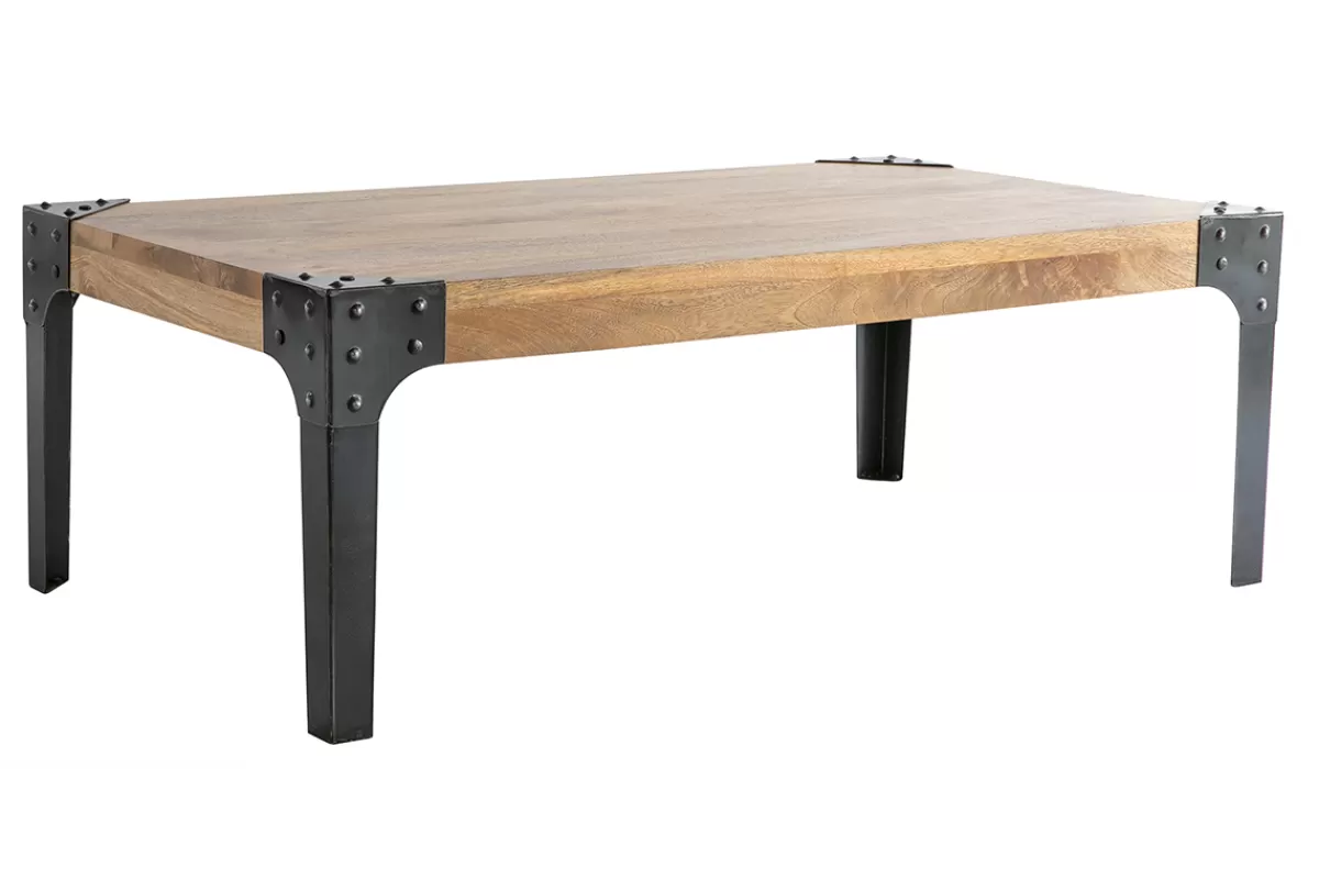 Miliboo Mesas De Salón-Mesa de centro en mango y metal negro L100 cm MADISON