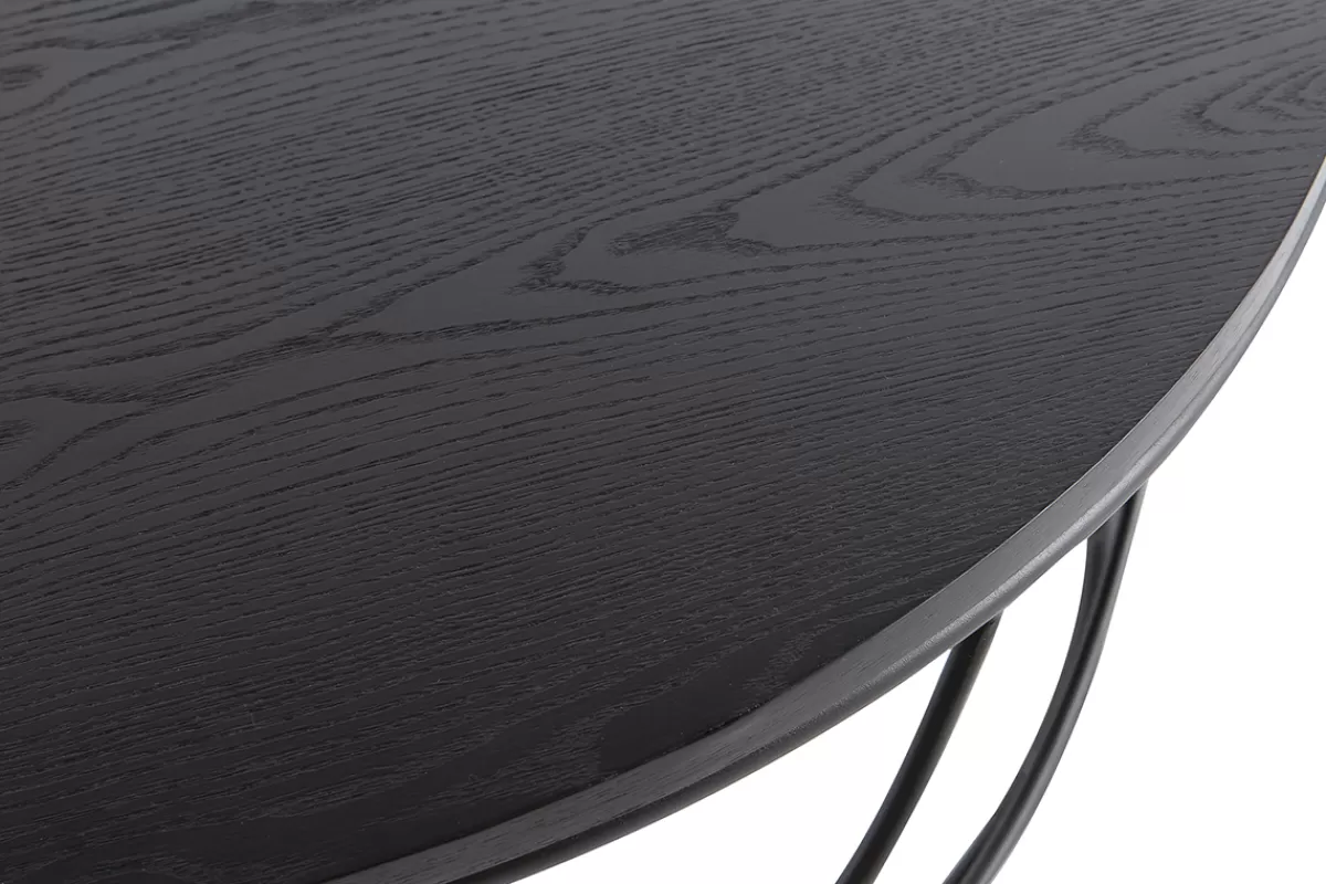Miliboo Mesas De Salón-Mesa de centro madera negra y metal negro D80 x A30 cm LACE