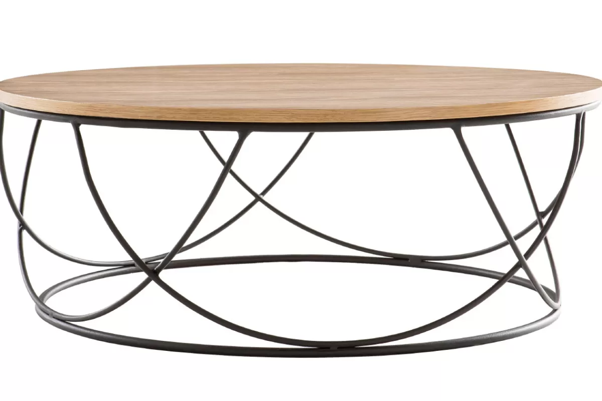 Miliboo Mesas De Salón-Mesa de centro madera y metal negro redonda 80cm LACE