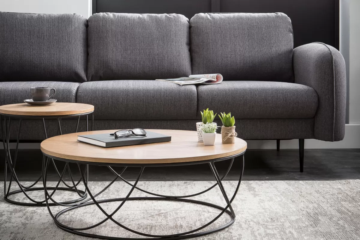 Miliboo Mesas De Salón-Mesa de centro madera y metal negro redonda 80cm LACE