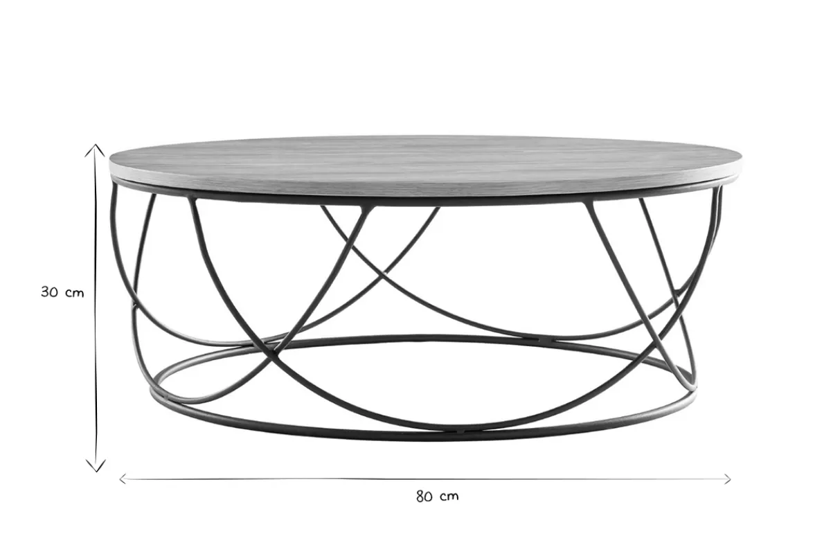 Miliboo Mesas De Salón-Mesa de centro madera y metal negro redonda 80cm LACE