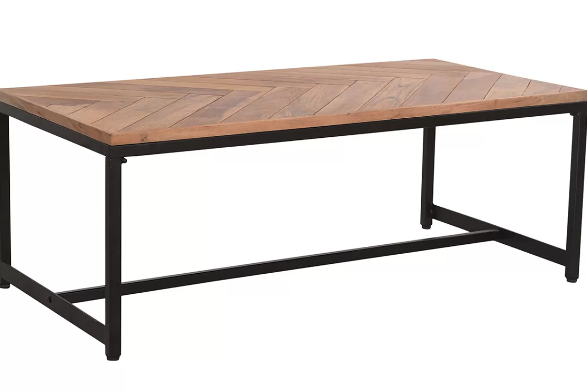Miliboo Mesas De Salón-Mesa de centro moderna en acacia y metal negro STICK
