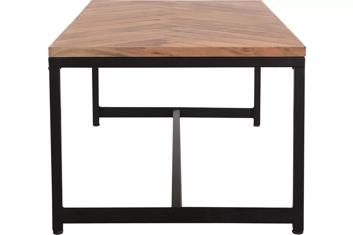 Miliboo Mesas De Salón-Mesa de centro moderna en acacia y metal negro STICK