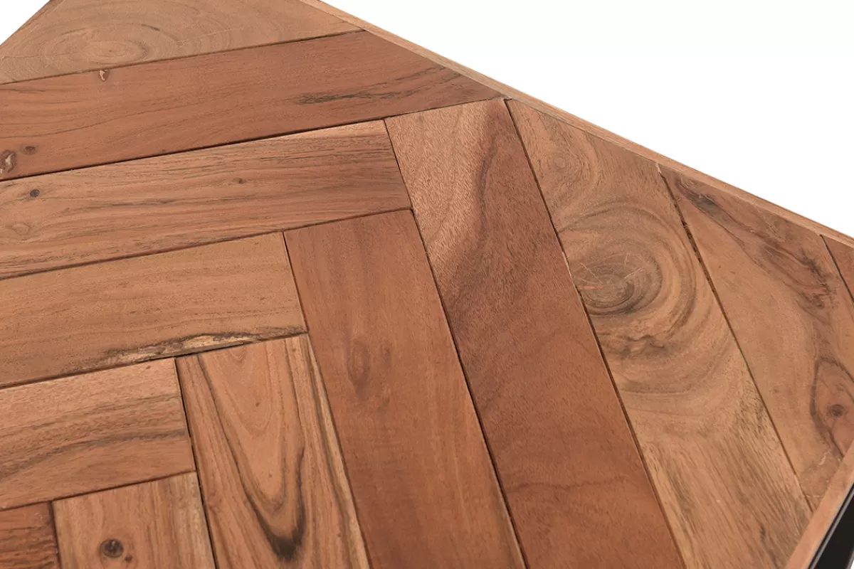 Miliboo Mesas De Salón-Mesa de centro moderna en acacia y metal negro STICK