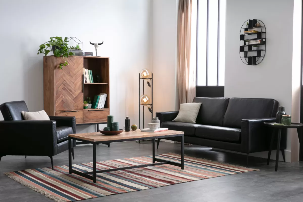 Miliboo Mesas De Salón-Mesa de centro moderna en acacia y metal negro STICK