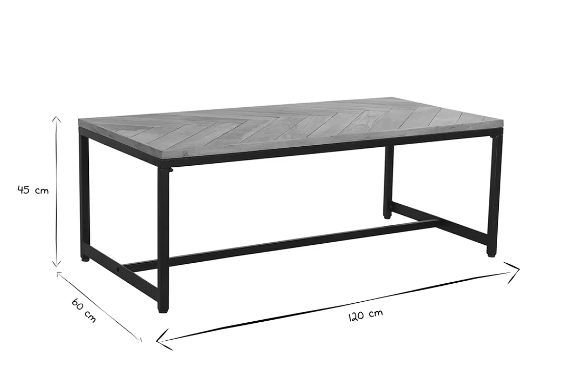 Miliboo Mesas De Salón-Mesa de centro moderna en acacia y metal negro STICK