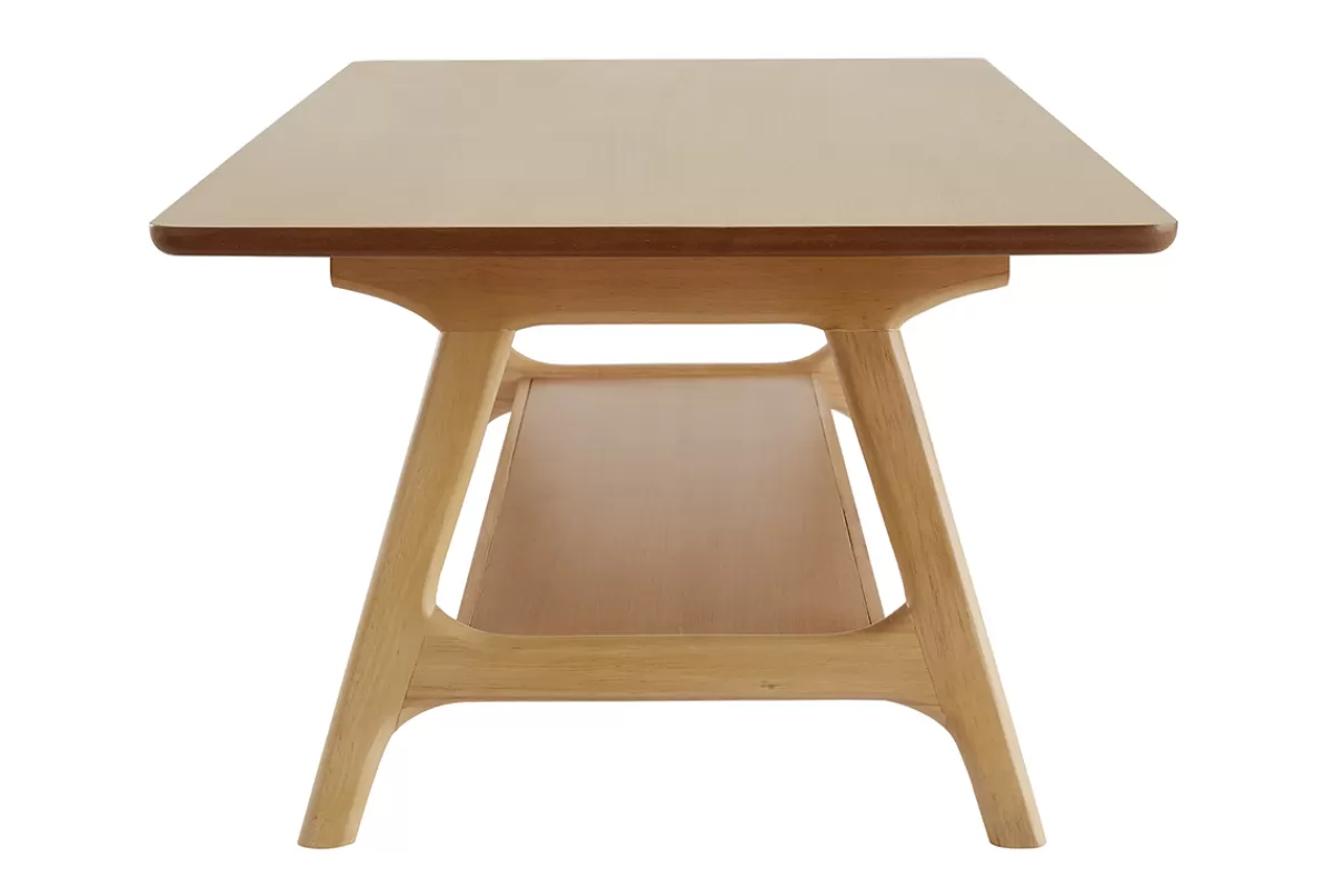 Miliboo Mesas De Salón-Mesa de centro nórdica rectangular con acabado en roble 120 cm BAKAR