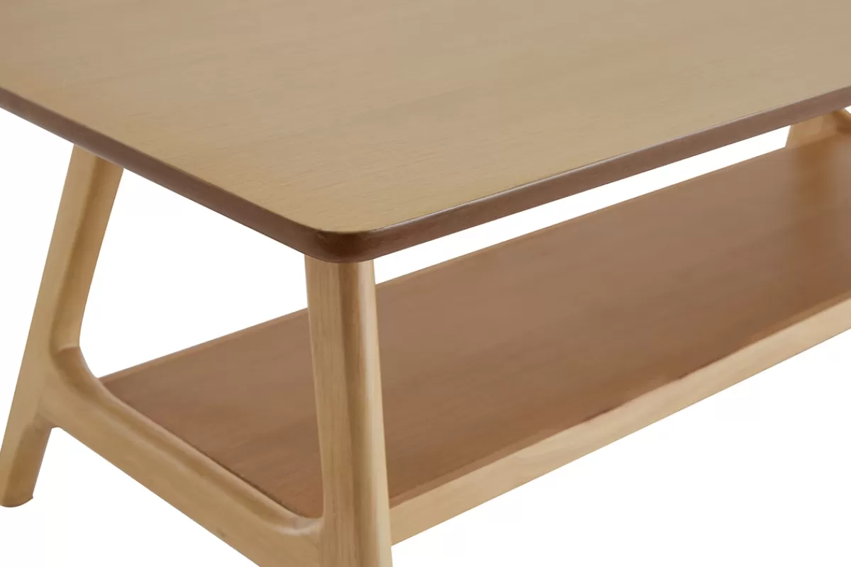 Miliboo Mesas De Salón-Mesa de centro nórdica rectangular con acabado en roble 120 cm BAKAR