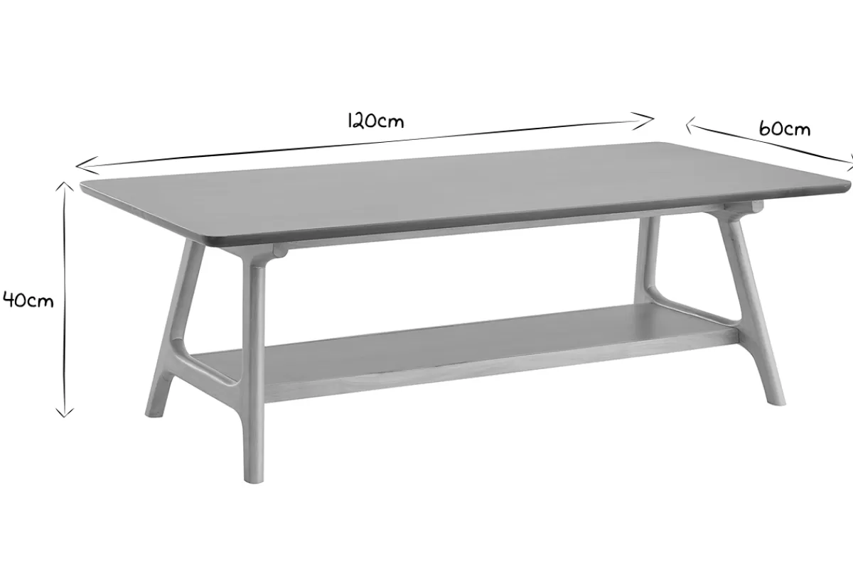Miliboo Mesas De Salón-Mesa de centro nórdica rectangular con acabado en roble 120 cm BAKAR