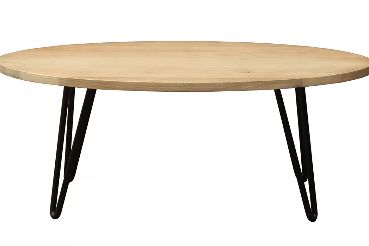 Miliboo Mesas De Salón-Mesa de centro oval L100 x P55 cm en mango macizo VIBES