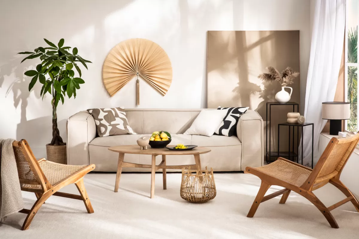 Miliboo Mesas De Salón-Mesa de centro ovalada de madera de mango maciza clara 100 cm PALEY