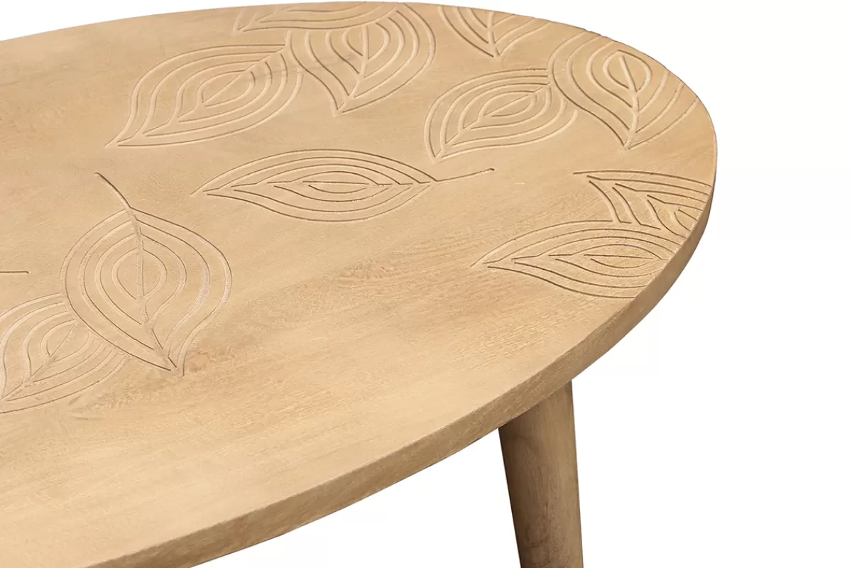 Miliboo Mesas De Salón-Mesa de centro ovalada étnica de madera maciza de mango tallada KAFFIR