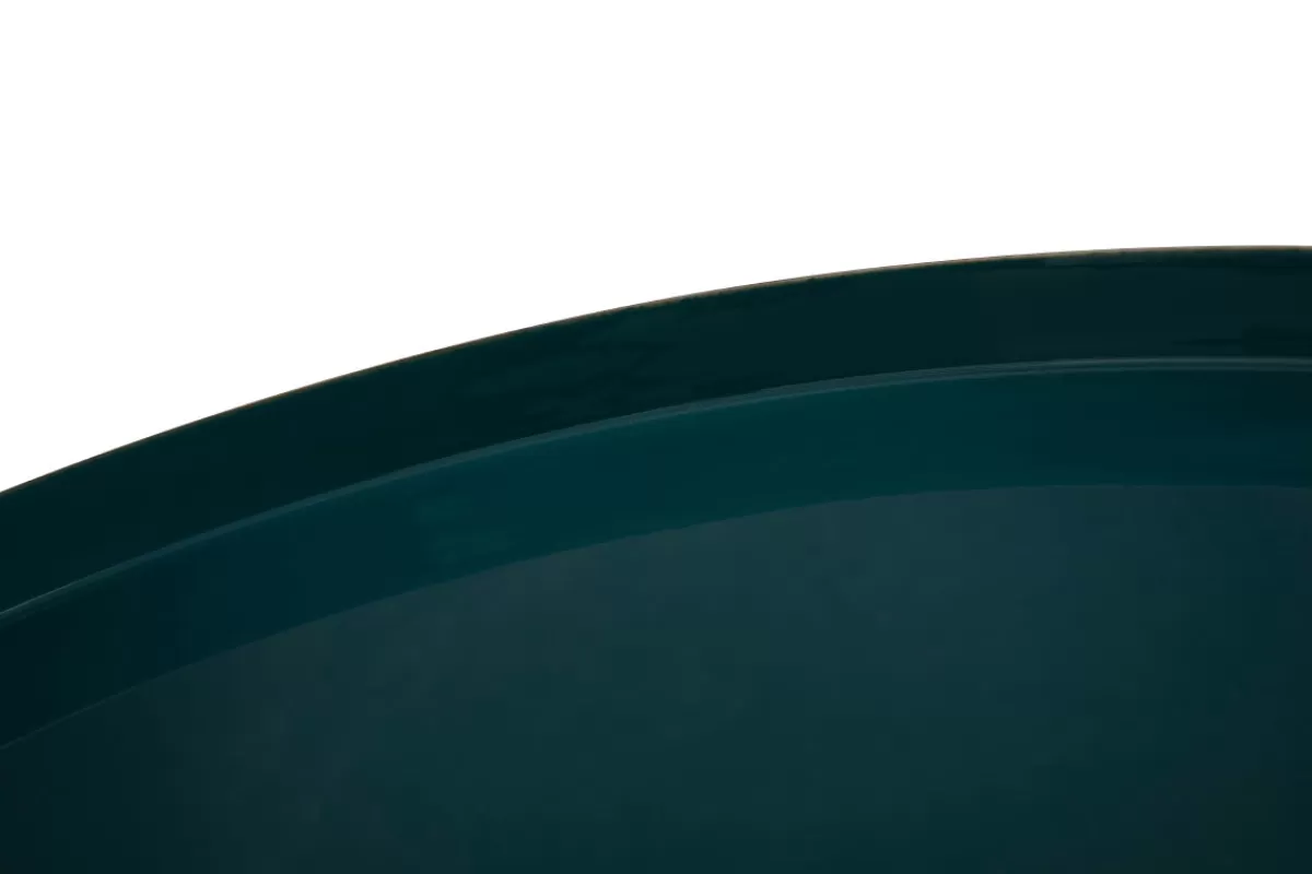 Miliboo Mesas De Salón-Mesa de centro redonda de acero lacado azul petróleo y dorado 55 cm diám. SPLEEN