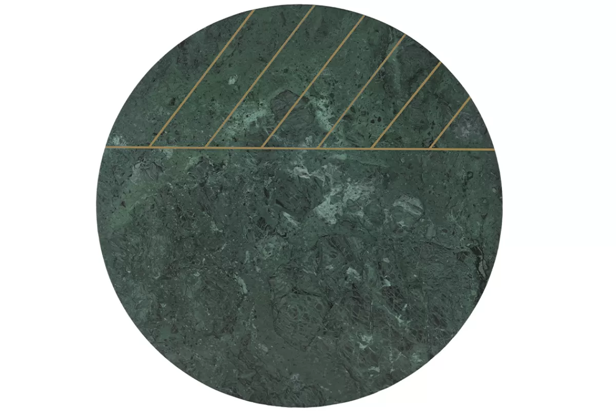 Miliboo Mesas De Salón-Mesa de centro redonda de diseño de mármol verde y latón 90 cm SILLON