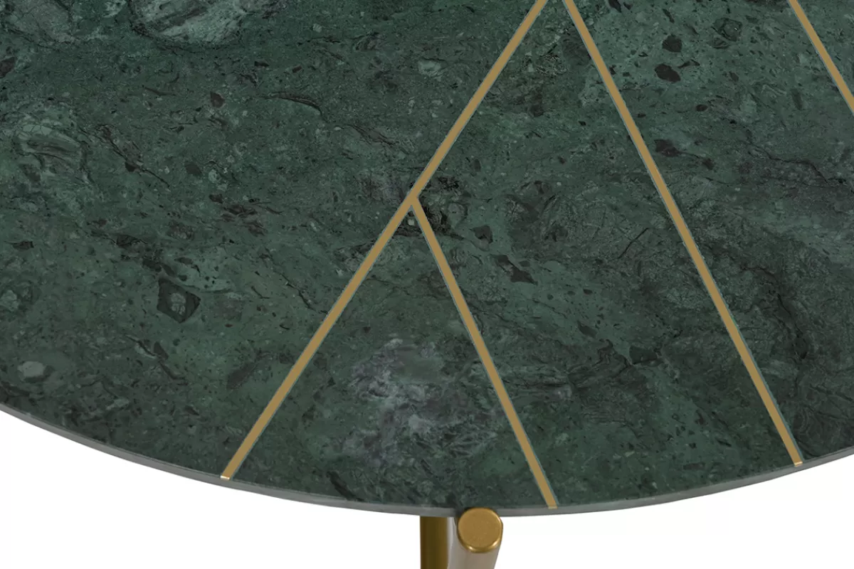 Miliboo Mesas De Salón-Mesa de centro redonda de diseño de mármol verde y latón 90 cm SILLON
