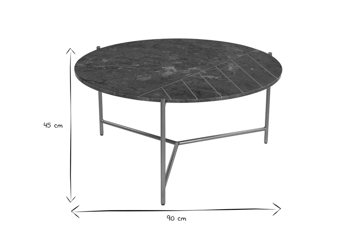 Miliboo Mesas De Salón-Mesa de centro redonda de diseño de mármol verde y latón 90 cm SILLON