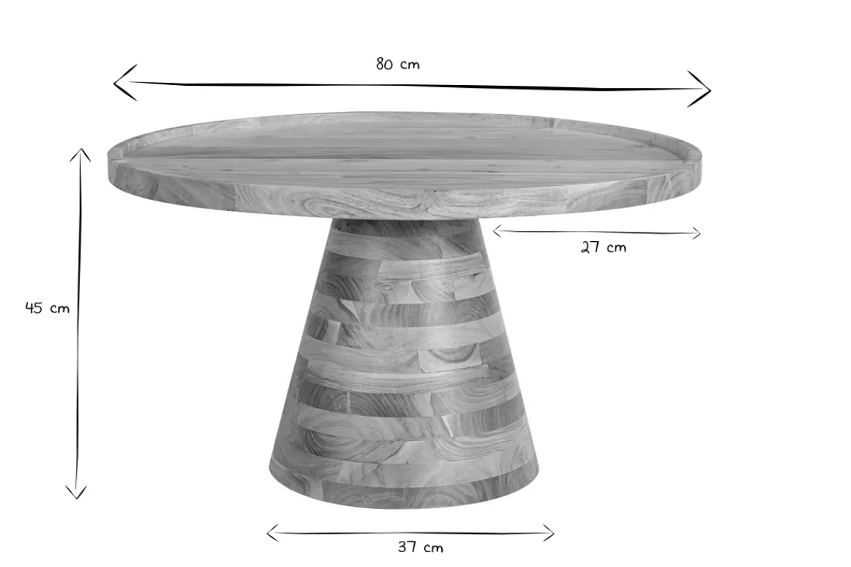 Miliboo Mesas De Salón-Mesa de centro redonda de madera maciza 80 cm de diámetro MATERA