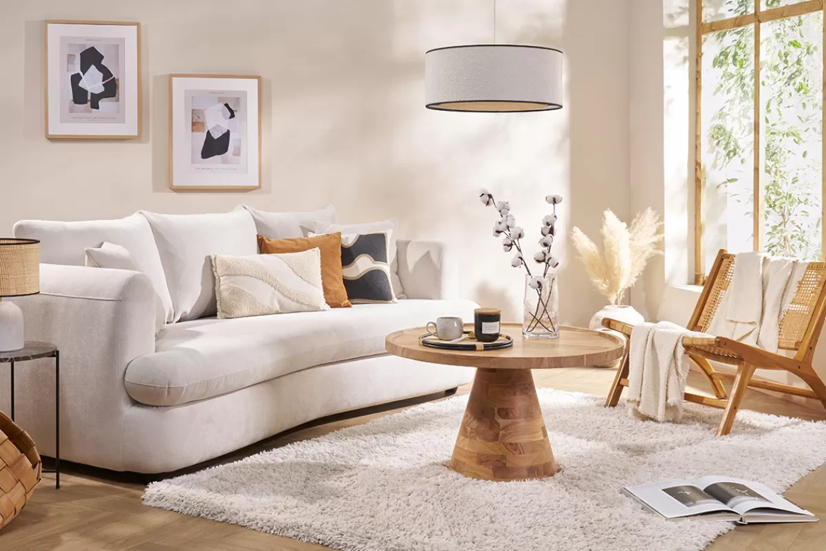 Miliboo Mesas De Salón-Mesa de centro redonda de madera maciza 80 cm de diámetro MATERA