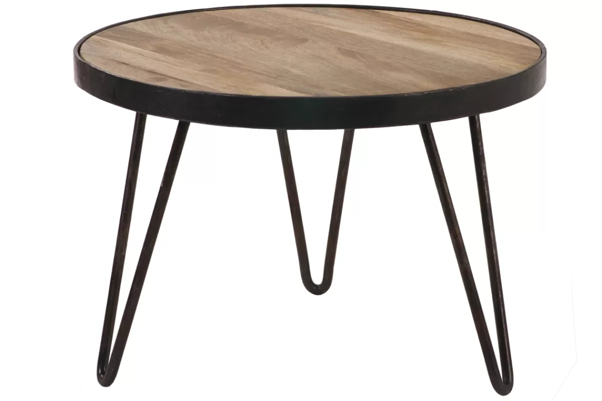 Miliboo Mesas De Salón | Mesilla Auxiliar-Mesa de centro redonda diseño industrial 50x35cm ATELIER