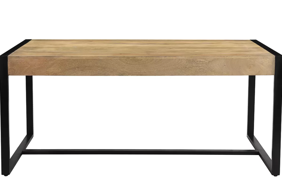 Miliboo Mesa De Comedor Fija-Mesa de comedor de madera de mango maciza y metal negro 175 cm BERGEN