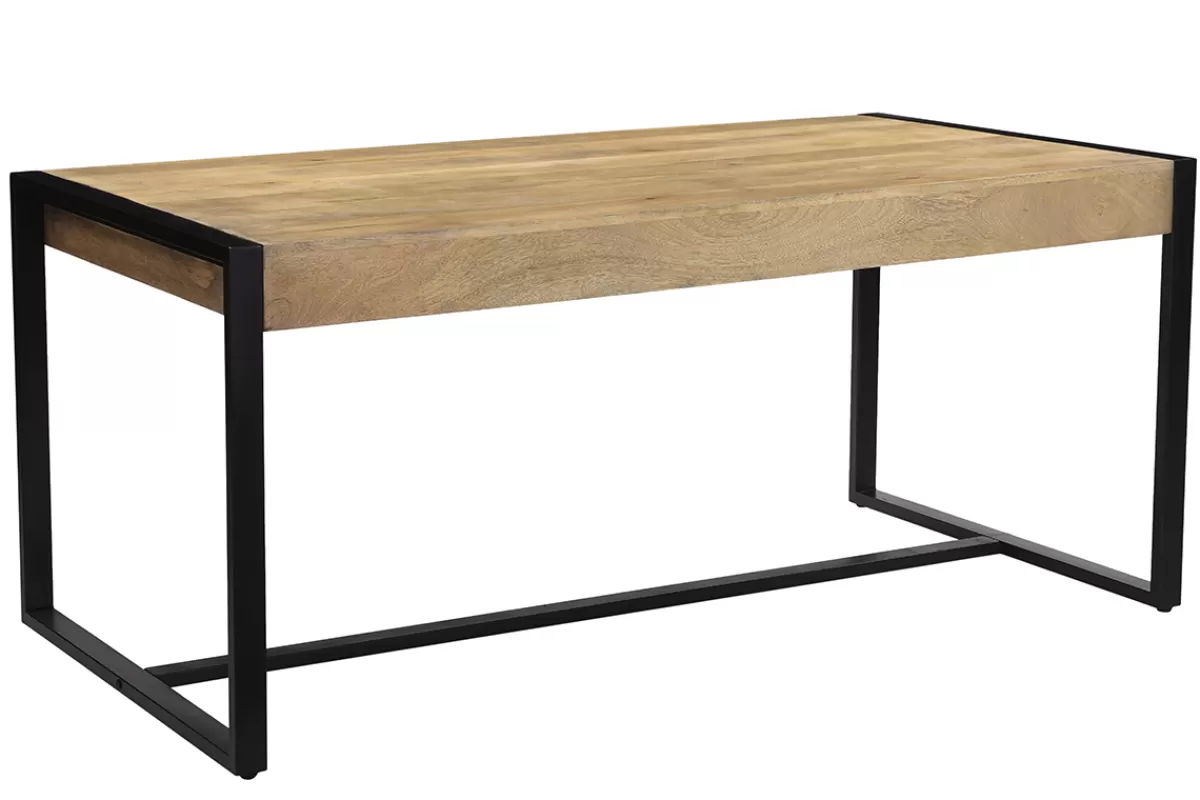 Miliboo Mesa De Comedor Fija-Mesa de comedor de madera de mango maciza y metal negro 175 cm BERGEN